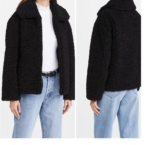 NWT APPARIS Tara Aviator Faux Shearling Jacket XL Black - Picture 9 of 9